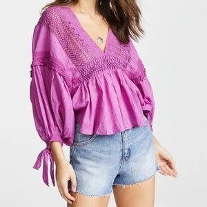 Free People Drive You Mad V Neck Crop Blouse Top